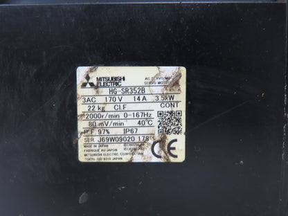 Mitsubishi HG-SR352B Servo Brake Motor 3.5kW 2000 RPM 170V 3PH Encoder 0BA-RM