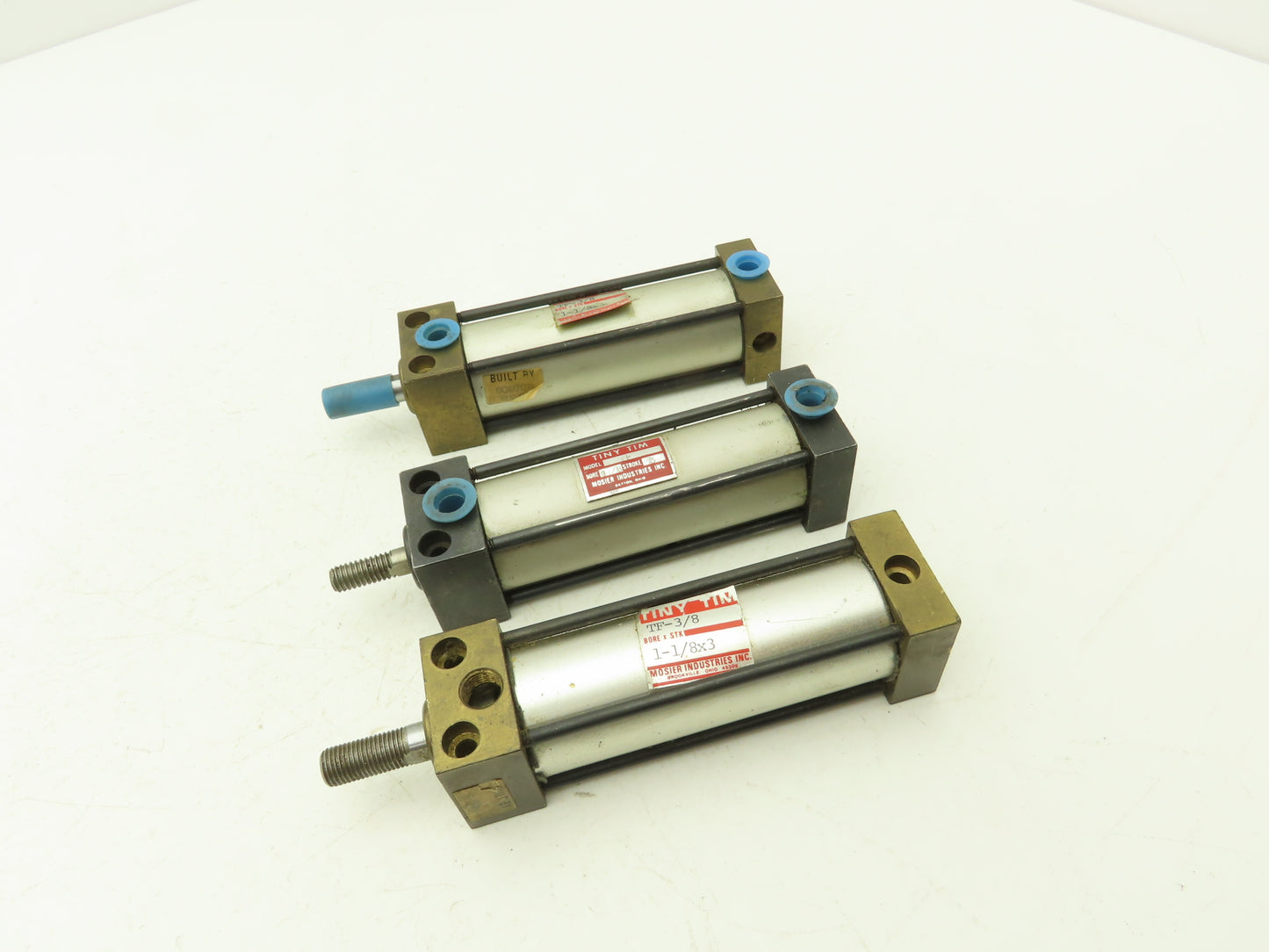 Mosier TF-38 Pneumatic Air Cylinder 1-1/8" Bore x 3" 3/8"-24 Rod Stroke Lot of 3