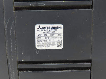 Mitsubishi HC-SFS202B Servo Brake Motor 2kW 2000 RPM 138V 3PH Encoder OSA18-130