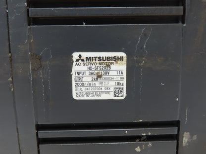 Mitsubishi HC-SFS202B Servo Brake Motor 2kW 2000 RPM 138V 3PH Encoder OSA18-130