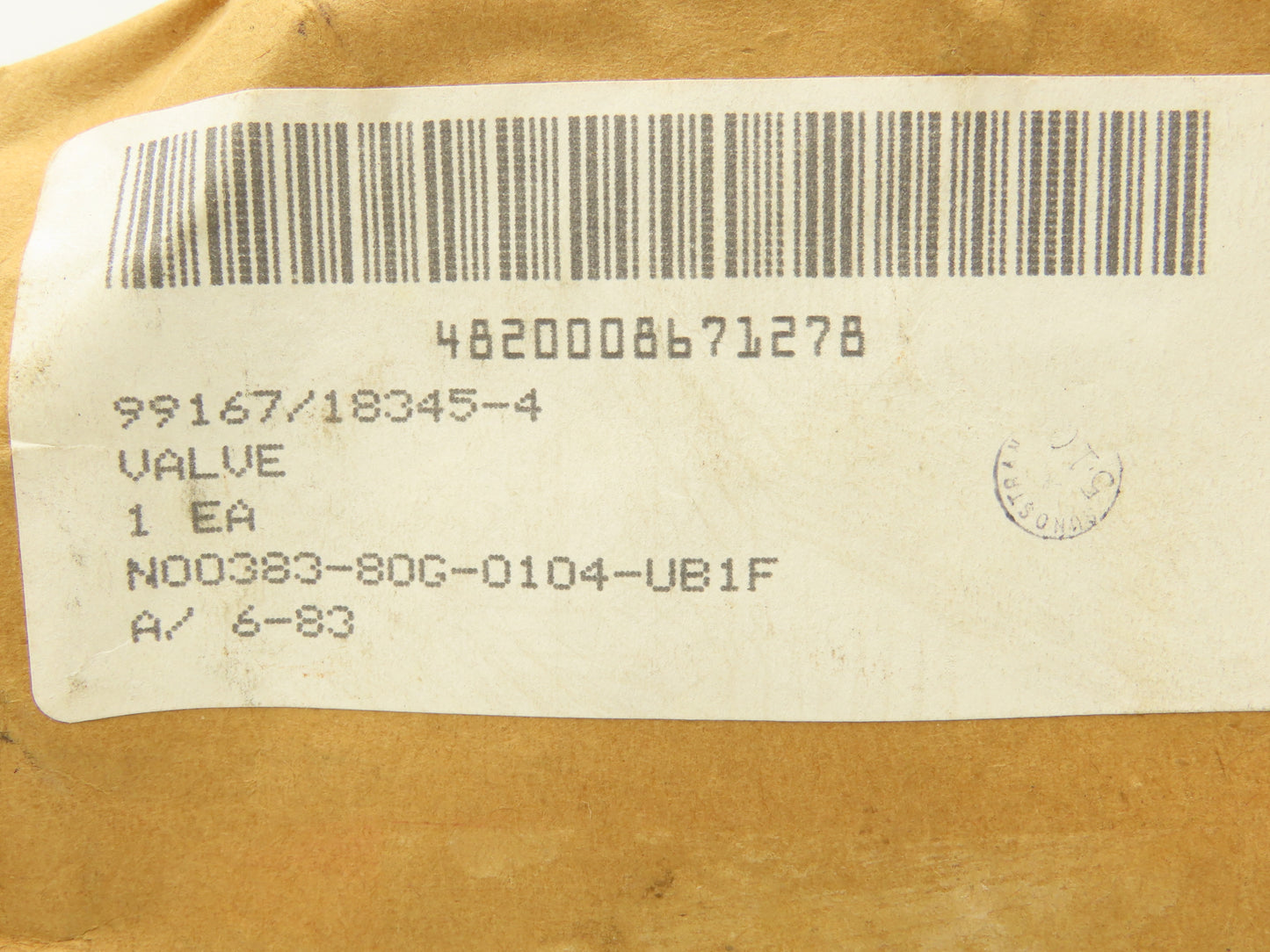 NA NSN4820-00-189-0816 Air Check Valve W/Opener 6" Dia x 2" Width