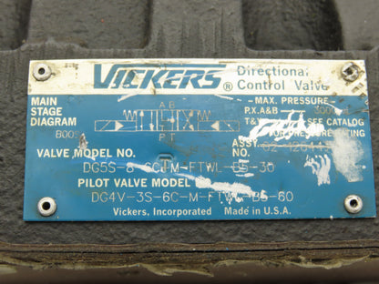 Vickers DG5S-8-6CTM-FTWL-B5-30 Directional Control Solenoid Valve  *No Coils*