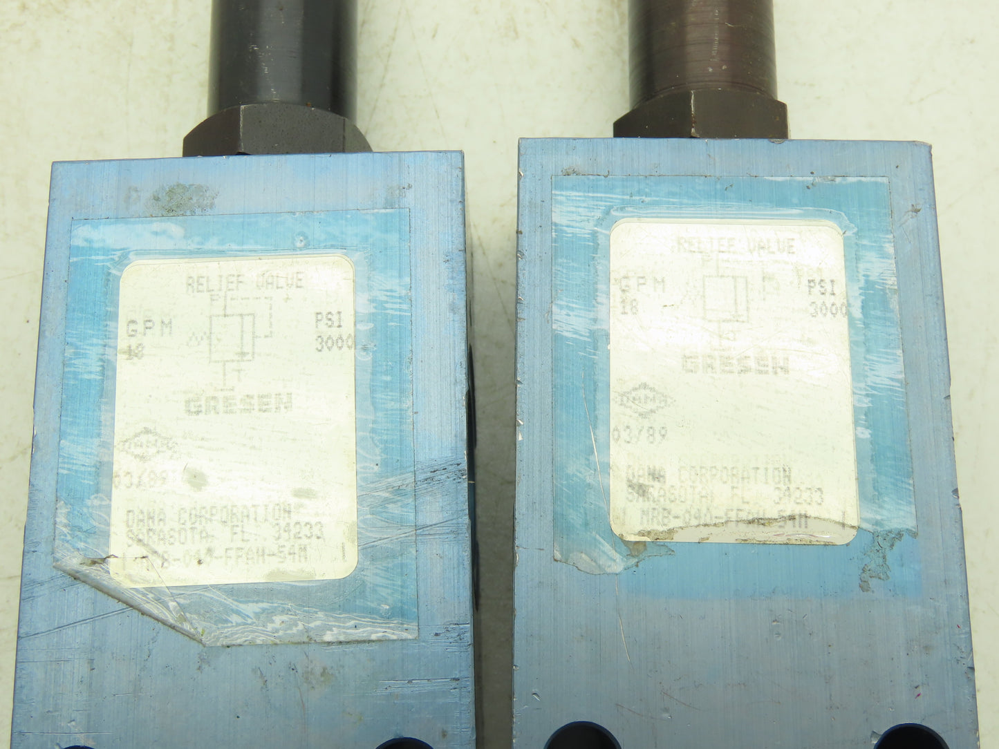 Dana MRB-040-FFAH-54M Gresen Pressure Relief Valve 3000PSI 18GPM Lot of 2