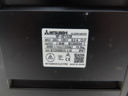 Mitsubishi HF-SP152B Servo Brake Motor 1.5kW 2000 RPM 126V 3PH Encoder 0BA18-100