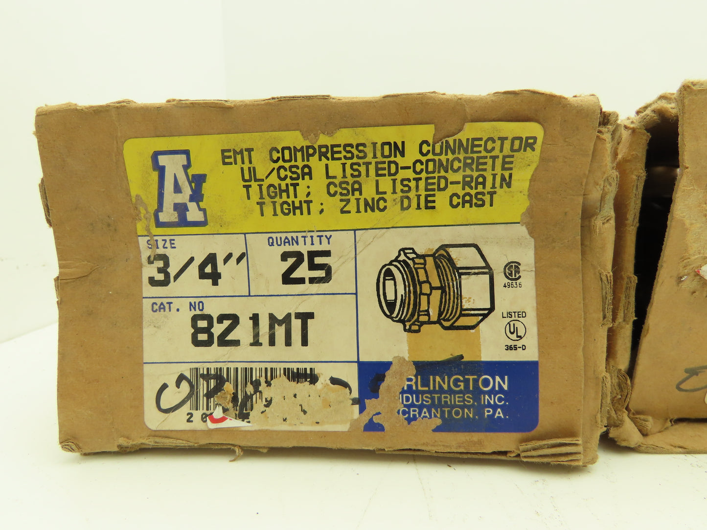 Arlington Industries 821 EMT Compression Connector 3/4" 25/Box Lot of 150