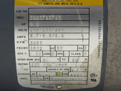 Baldor 35H875X746 Blower Motor Thermally Protected 3.5Hp 3450rpm 230/460V 56CZ