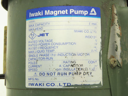 Iwaki MD-70RM Magnetic Drive Water Pump 1"Poly Plastic 220V 3PH 97 L/min