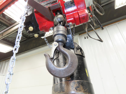 Aro 7776E 1/2 Ton 1000lb Pneumatic Air Chain Hoist 22' Lift 15' Pull Chain