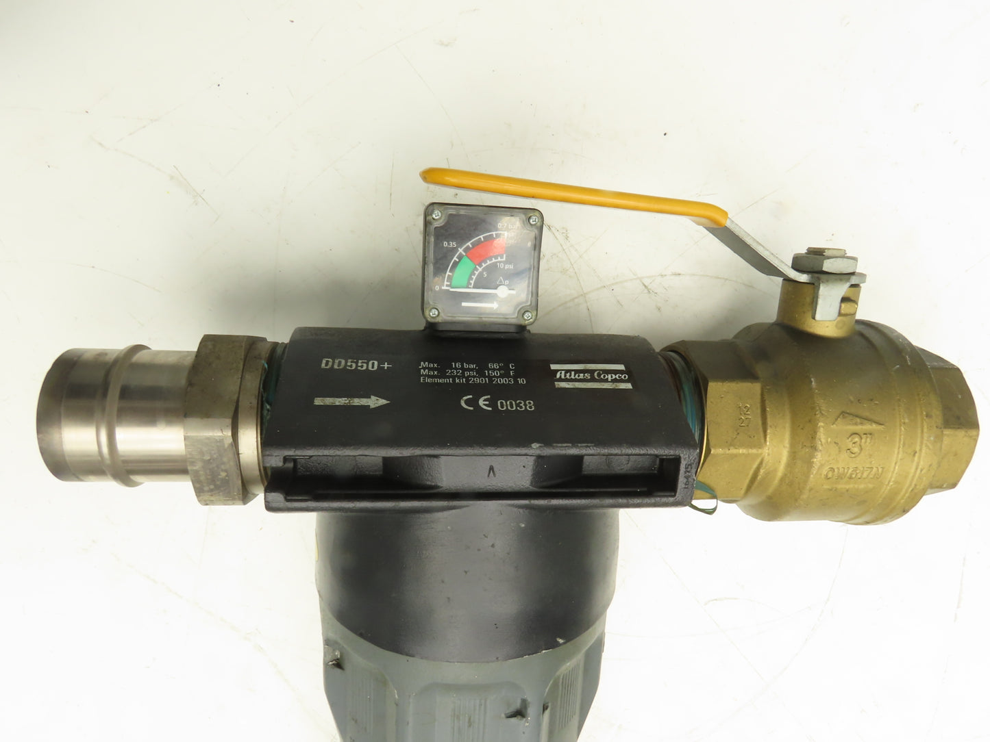 Atlas Copco DD550+ Compressed Air Filter 232psi with 3" Ball Valve 2901-2003-10