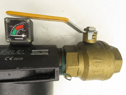 Atlas Copco DD550+ Compressed Air Filter 232psi with 3" Ball Valve 2901-2003-10