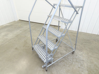 Cotterman Metal Rolling Ladder 5-Step 50"H Platform 24x7"Tread 80"H 30"W 450Lb