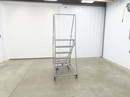 Cotterman Metal Rolling Ladder 5-Step 50"H Platform 24x7"Tread 80"H 30"W 450Lb