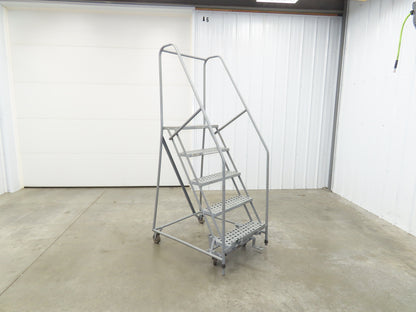 Cotterman Metal Rolling Ladder 5-Step 50"H Platform 24x7"Tread 80"H 30"W 450Lb