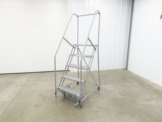 Cotterman Metal Rolling Ladder 5-Step 50"H Platform 24x7"Tread 80"H 30"W 450Lb