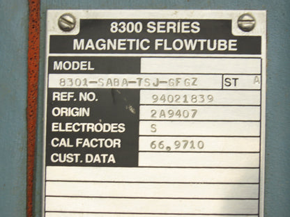 Foxboro 8301-SABA-TSJ-GFGZ Magnetic Flow Tube Meter 1" Flanged 120V M/2800