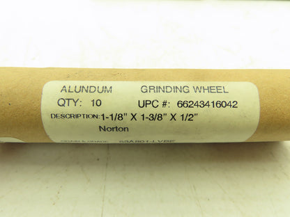 Norton GWBG-810 Alundum Grinding Wheel 1-1/8"OD x 1-3/8"L x 1/2"ID Lot of 40
