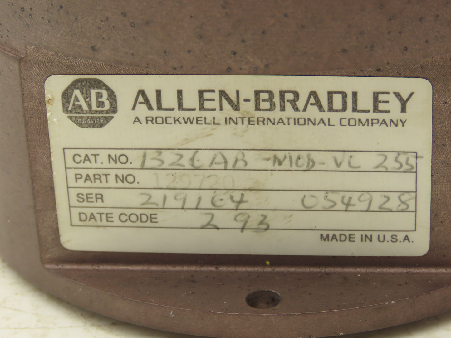 Allen Bradley VC255 Resolver Feedback Module Gearbox Servo Motor
