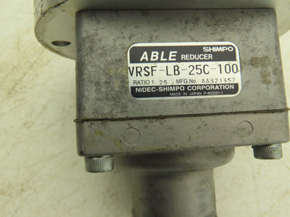 Shimpo-Nidec VRSF-LB-25C-100 Able Reducer 25:1 Ratio Inline Servo Gearhead