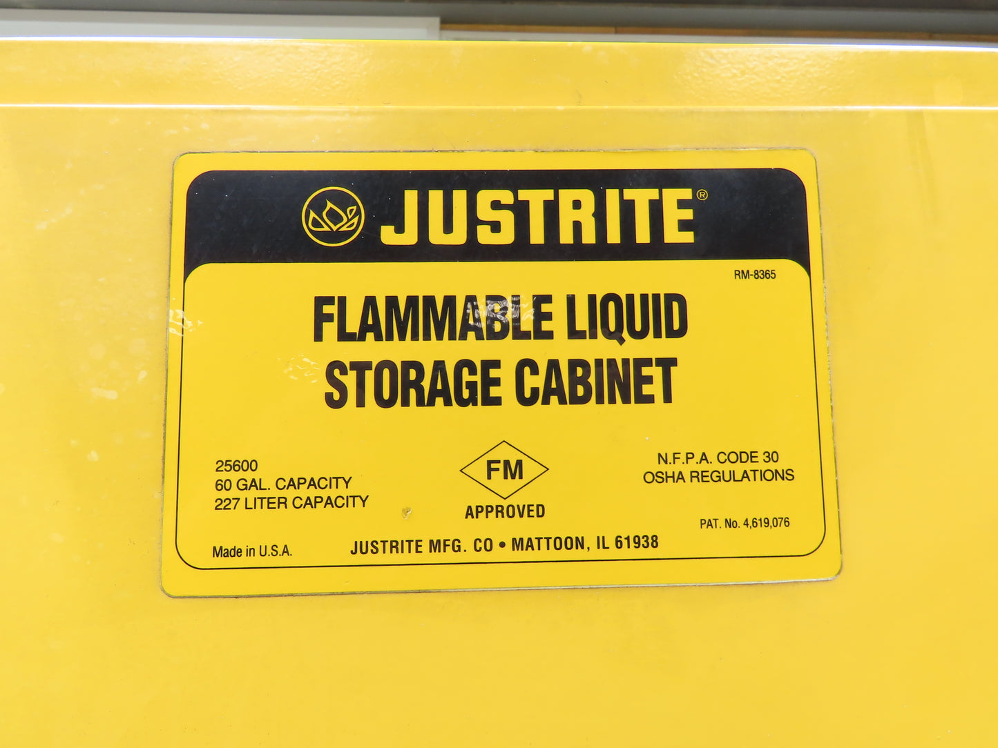 Justrite 25600 Flammable Safety Cabinet 60 Gallon Yellow Flammable Liquid