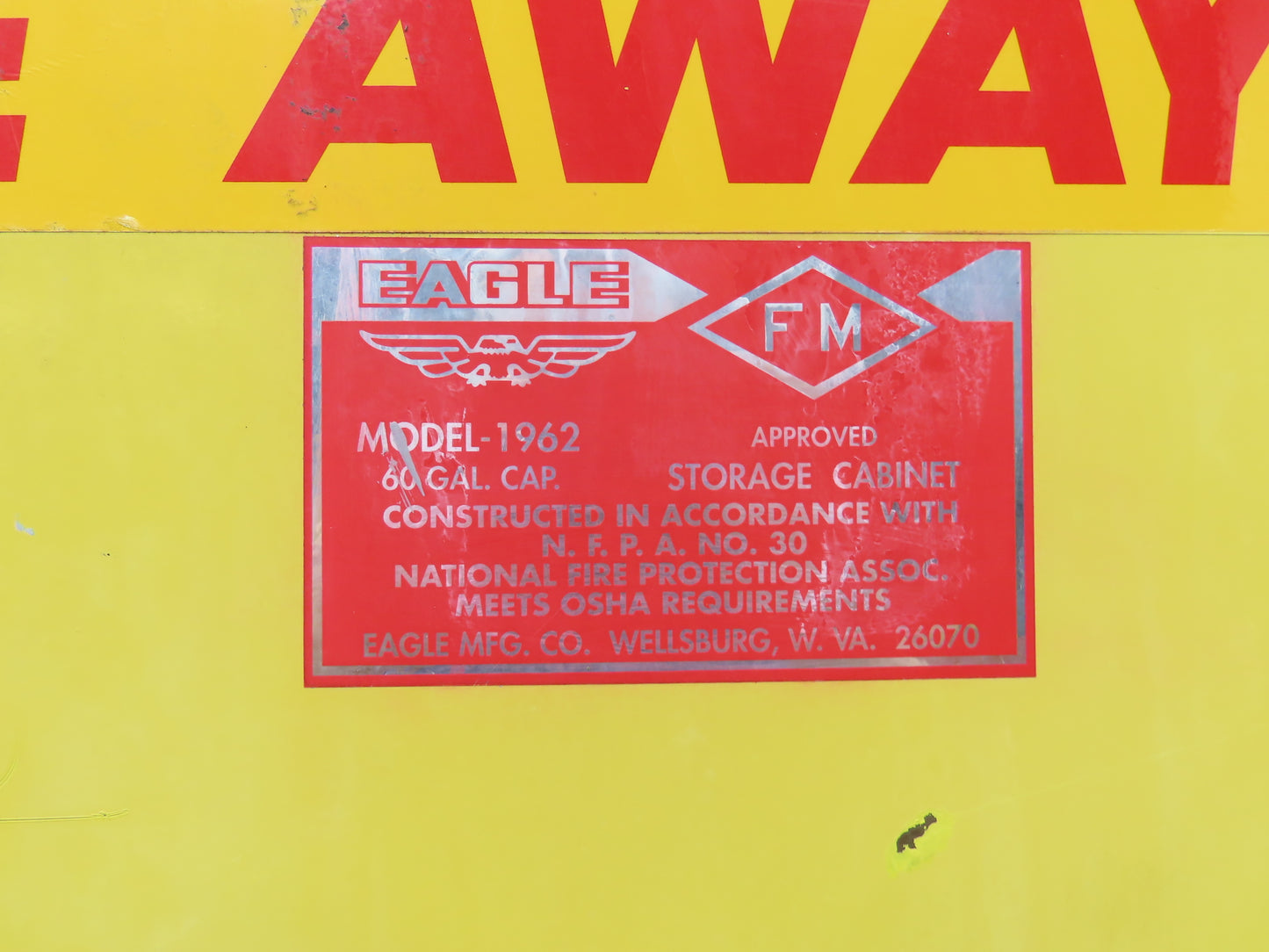 Eagle 1962 Flammable Safety Cabinet 60 Gallon Yellow Flammable Liquid