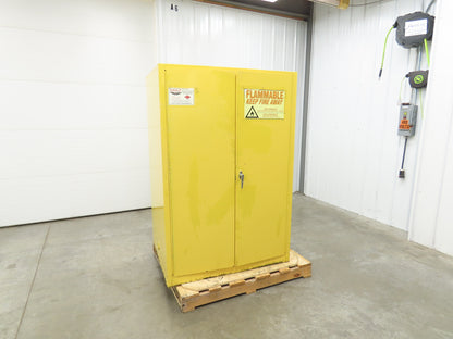 Eagle 1992 Flammable Liquid Safety Cabinet Yellow Dual Door 90 Gallon 43x34x65"