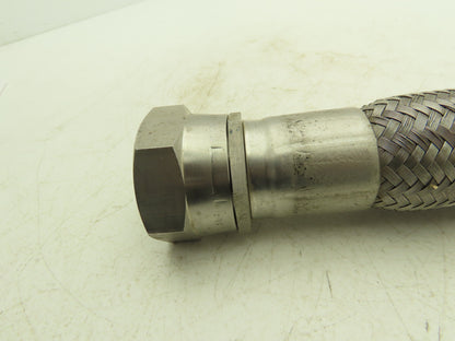 Parker 15" Braided Stainless Steel Flex Hose 1-1/2" NPT to Female 37 Degree