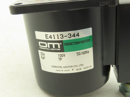 Oriental Motor E4113-344 AC Servo Gear Motor 25W 100V 50/60Hz No Gear Box