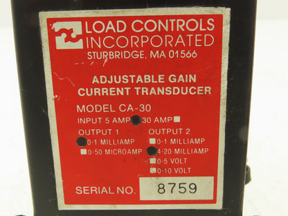 Load Controls CA-30 Adjustable Gain Current Transducer 5 Amp Lot of 2