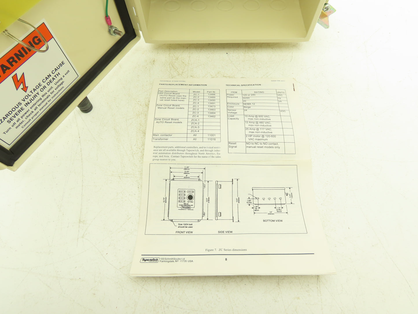 Tapeswitch Corporation ZC-1 Zone Monitoring Controller 120/24VAC 50/60Hz NEMA 12