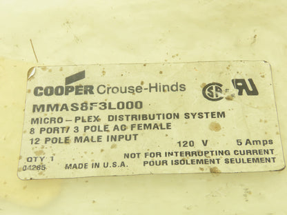Cooper Crouse Hinds MMAS8F3L000 Micro Plex 8 Port Distribution System Base Unit