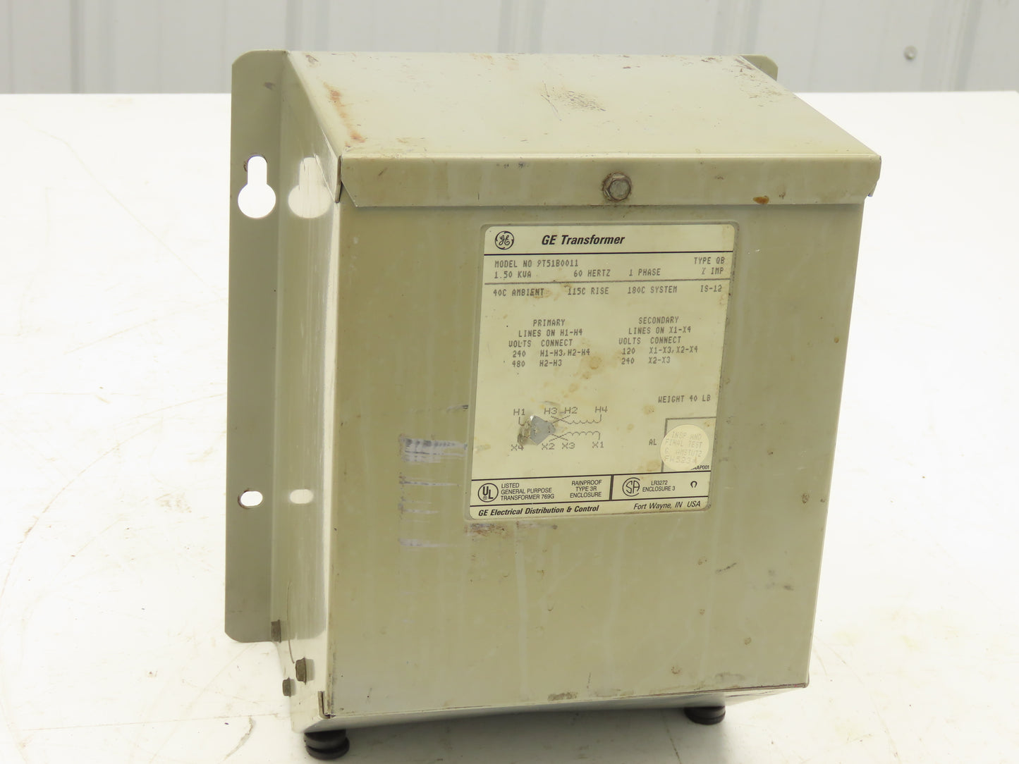 GE General Electric 9T51B0011 Transformer 1.5kva HV 240/480V LV 120/240V 1PH