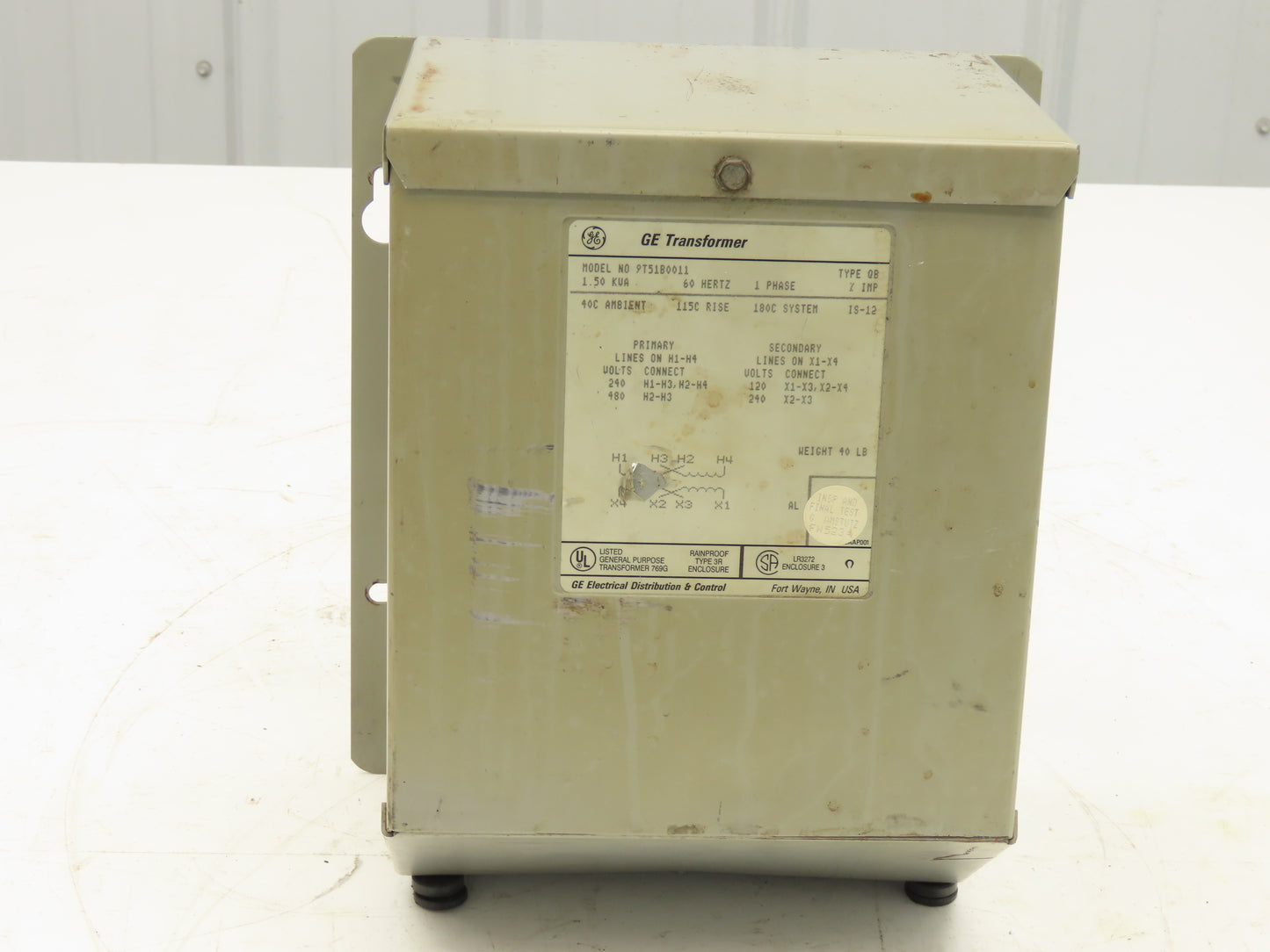 GE General Electric 9T51B0011 Transformer 1.5kva HV 240/480V LV 120/240V 1PH