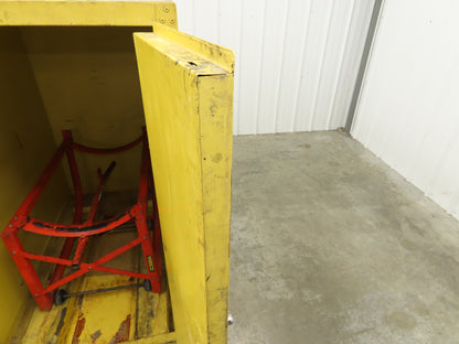Eagle 1928 Flammable Safety Cabinet 55 Gallon In Use Horizontal Drum