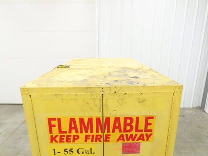 Eagle 1928 Flammable Safety Cabinet 55 Gallon In Use Horizontal Drum
