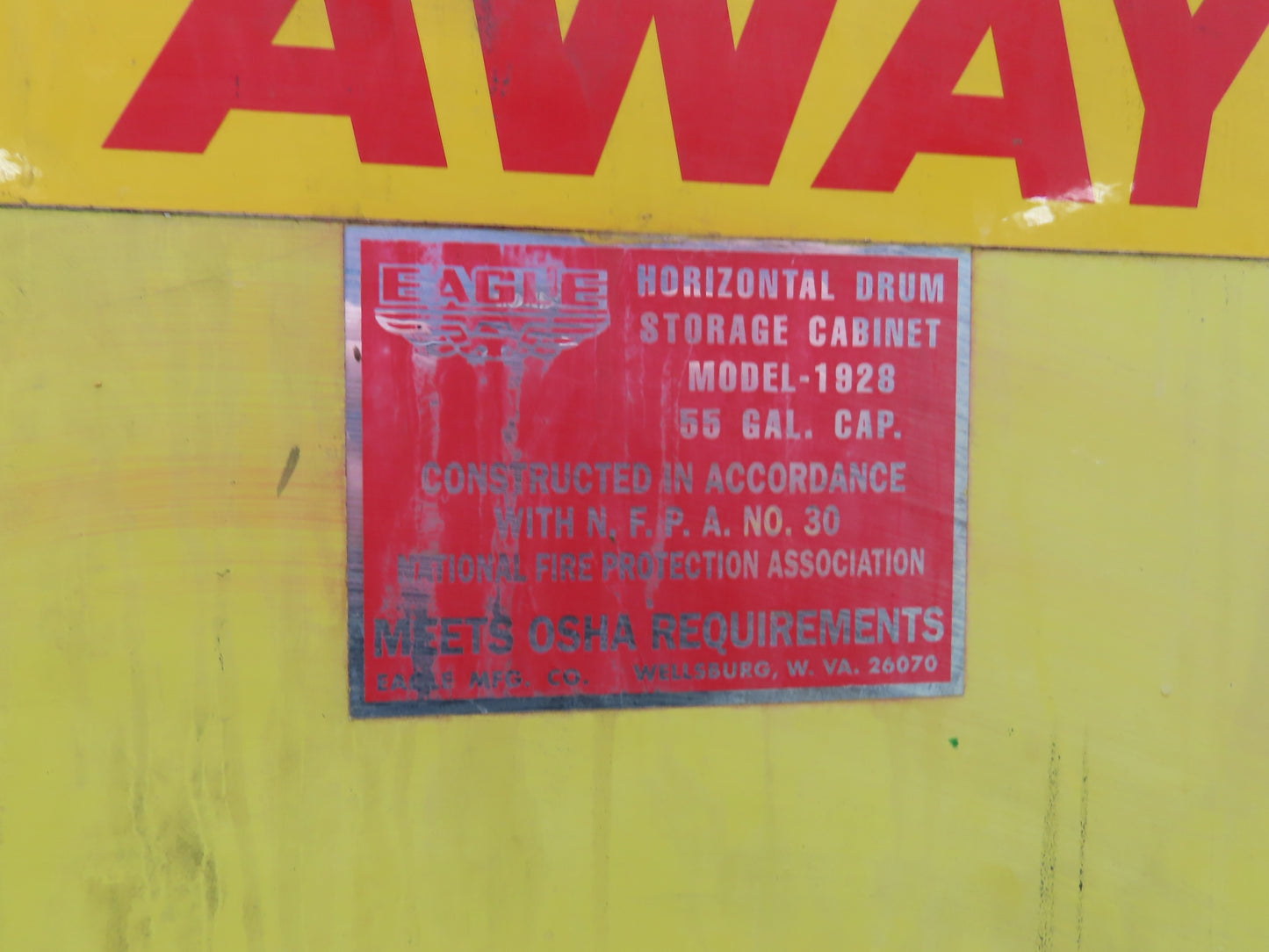 Eagle 1928 Flammable Safety Cabinet 55 Gallon In Use Horizontal Drum