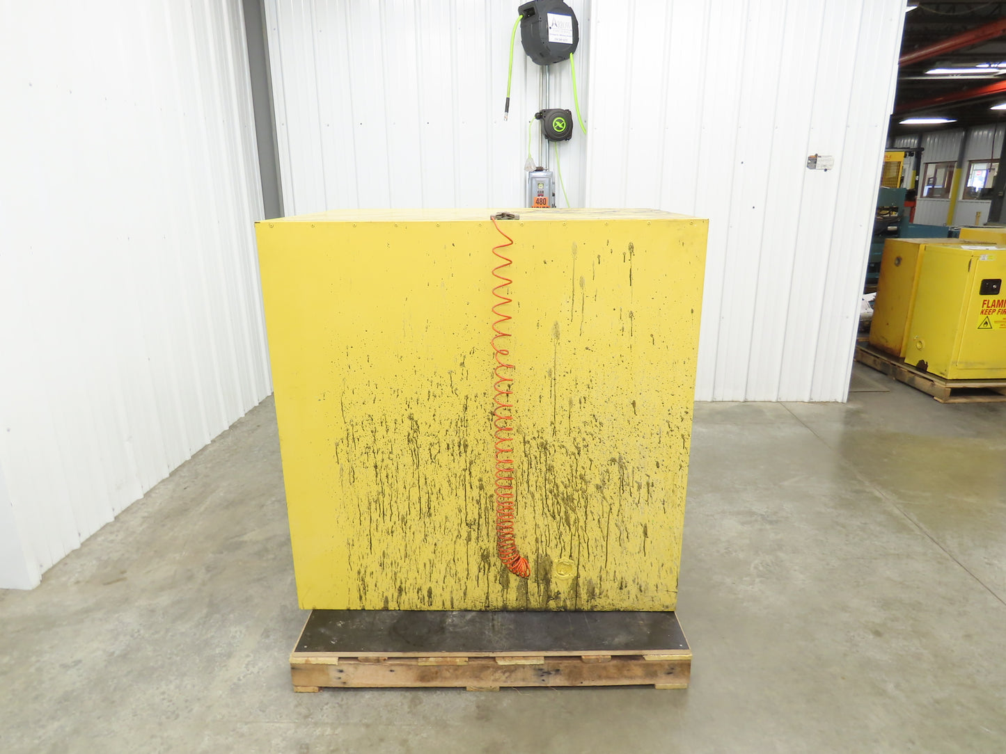 Eagle 1928 Flammable Safety Cabinet 55 Gallon In Use Horizontal Drum