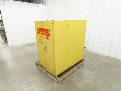 Eagle 1928 Flammable Safety Cabinet 55 Gallon In Use Horizontal Drum