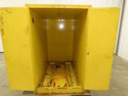 Eagle 1928 Flammable Safety Cabinet 55 Gallon In Use Horizontal Drum