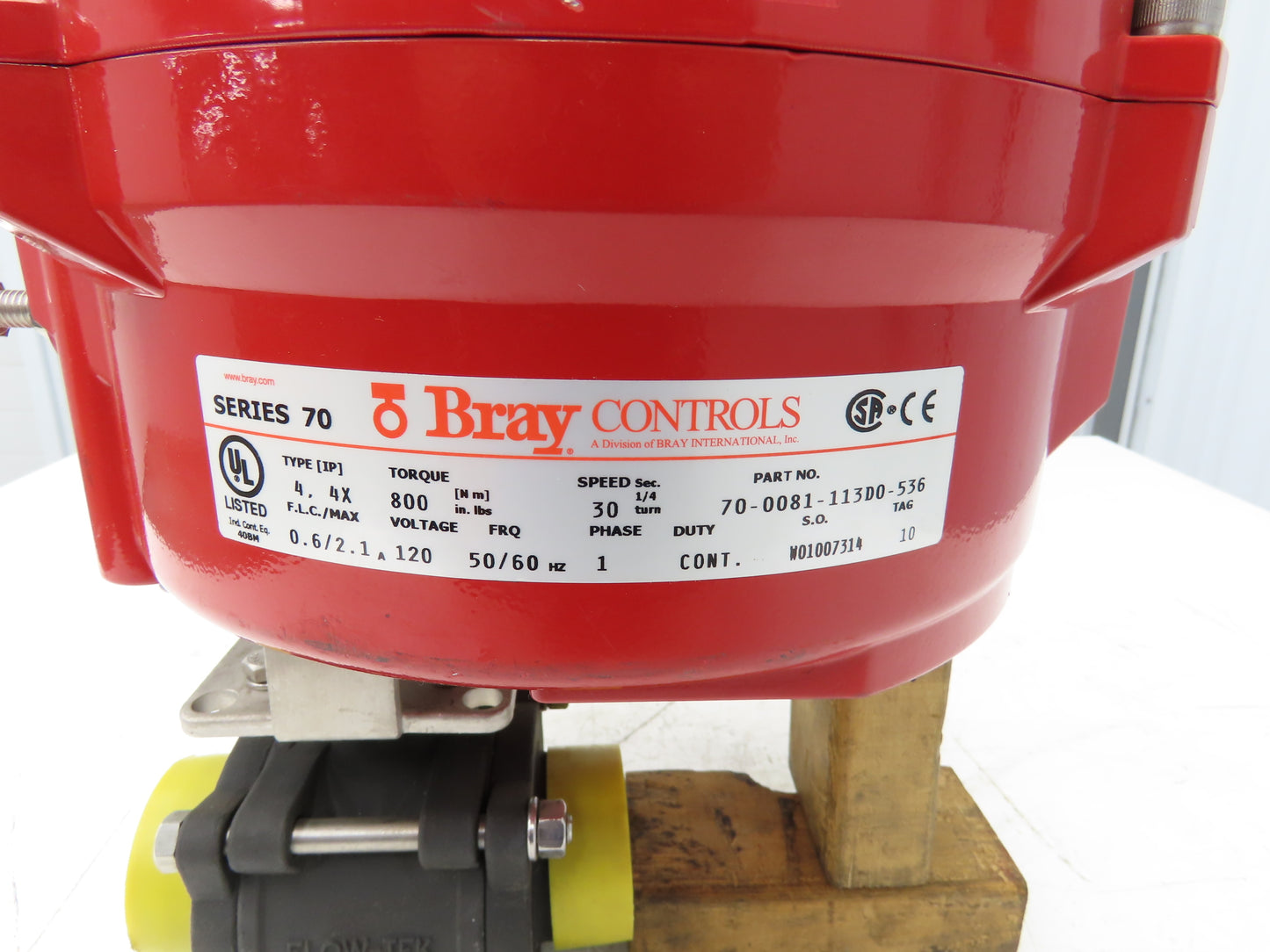 Bray Series 70 Electric Actuator 70-0081-113D0-536 w/ 2" NPT 3-Piece Ball Valve