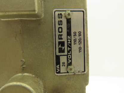 Ross 2773B8011 Pneumatic Air Poppet Directional Valve 15-150PSIG 1-1/2" NPT 110V