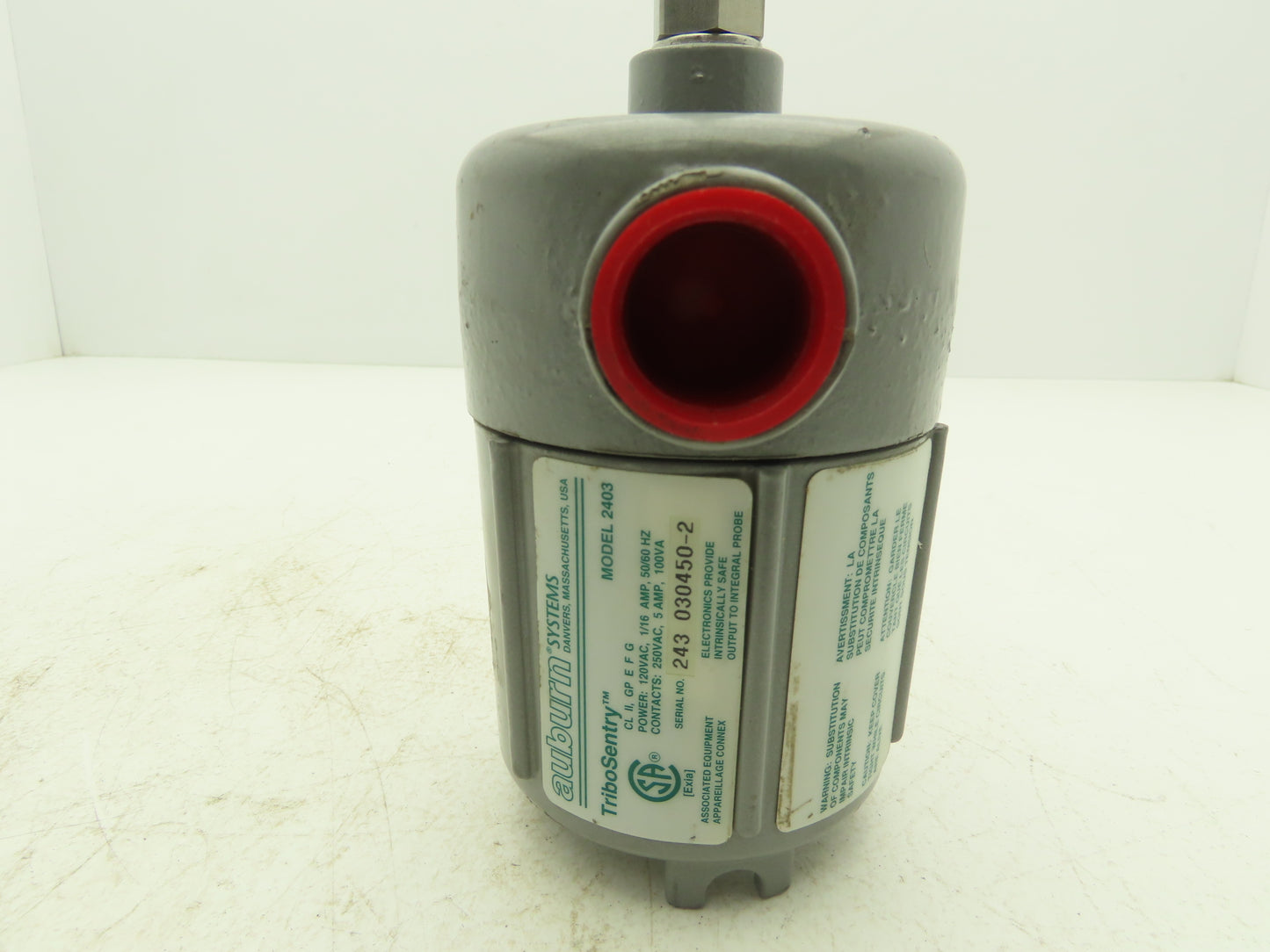 Auburn Model 2403 TriboSentry Remote Sensor 120VAC 1/16Amp 50/60Hz 250V Contacts