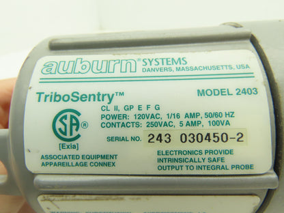 Auburn Model 2403 TriboSentry Remote Sensor 120VAC 1/16Amp 50/60Hz 250V Contacts