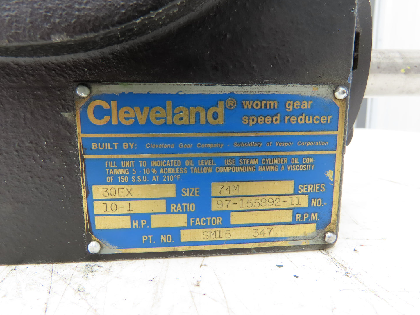 Cleveland 30EX 74M Gearbox 10:1 Reducer 175rpm Dual Input Slotted Adapter Output