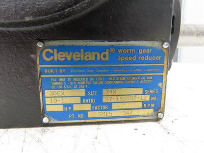 Cleveland 30EX 74M Gearbox 10:1 Reducer 175rpm Dual Input Slotted Adapter Output