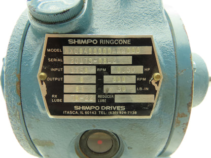 Shimpo NXC0400000AAA000 Worm Gearbox 2.2:1 Inline Reducer 1/2Hp 800rpm