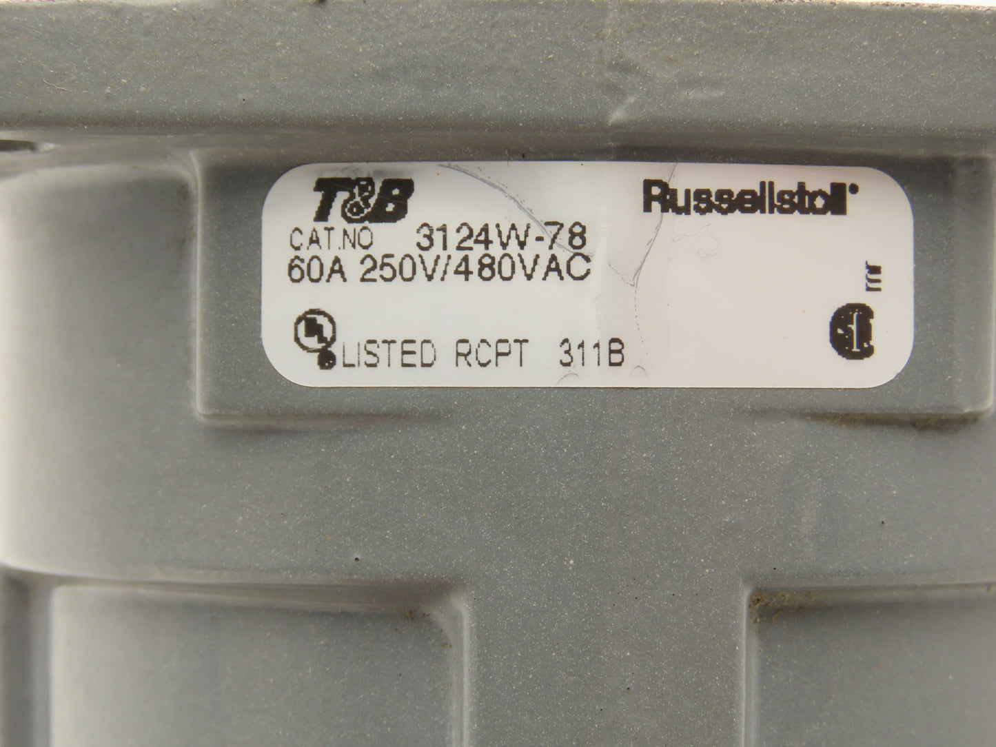 Russellstoll Receptacle W Flap Cover Lid Rubber Seal 60A 250/480VAC  3 Pole