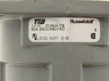 Russellstoll Receptacle W Flap Cover Lid Rubber Seal 60A 250/480VAC  3 Pole