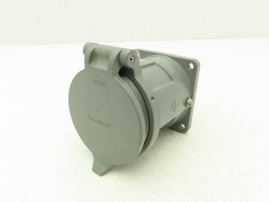 Russellstoll Receptacle W Flap Cover Lid Rubber Seal 60A 250/480VAC  3 Pole