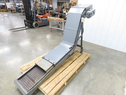 Hakusan 8' Chip Conveyor 17"W x 60" Infeed 45-49"H Discharge 230V 3PH