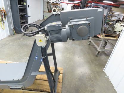 Hakusan 8' Chip Conveyor 17"W x 60" Infeed 45-49"H Discharge 230V 3PH